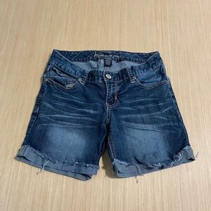 Ariya Jeans Womens Dark Wash Embroidered Flap Pocket Denim Shorts Size 5/6